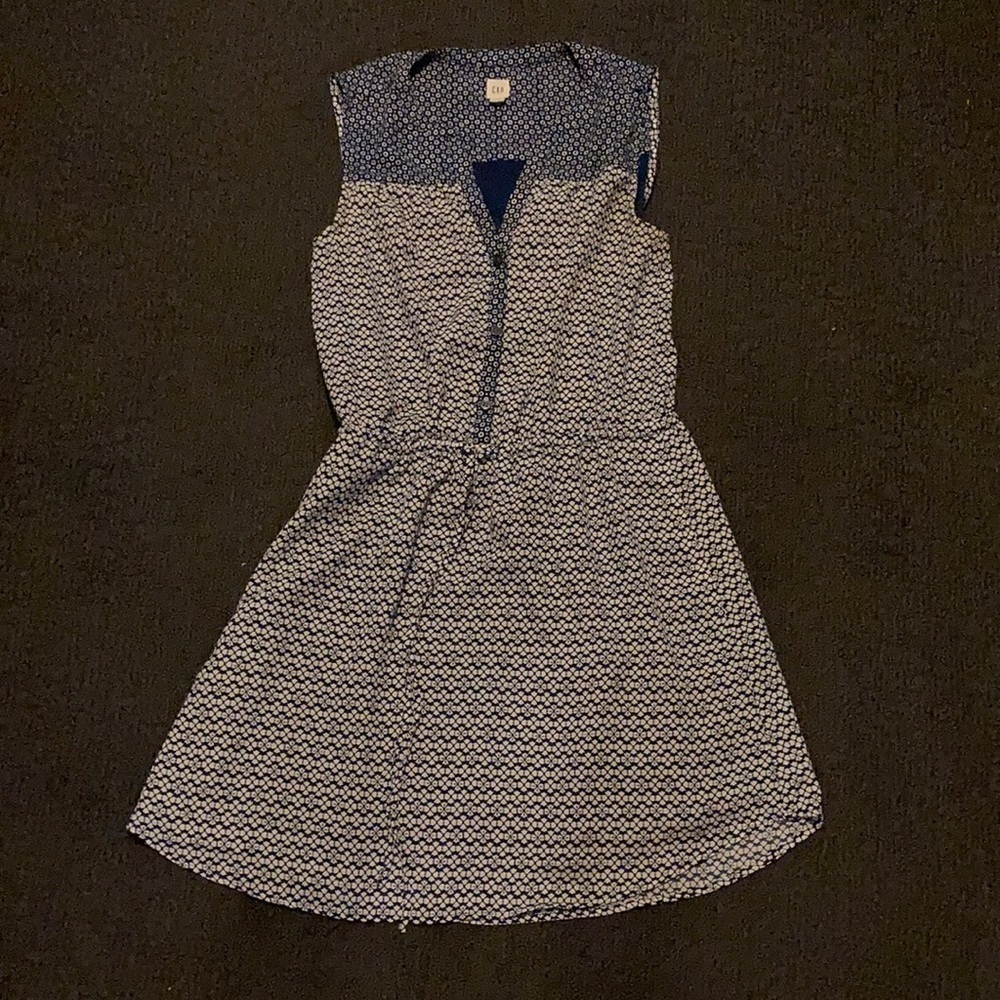 Gap blue clover print sleeveless shirt dress - Picture 3 of 8